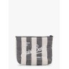 Aline soft pochette with linen stripes big print