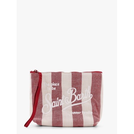 Aline soft pochette with linen stripes big print