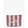 Aline soft pochette with linen stripes big print