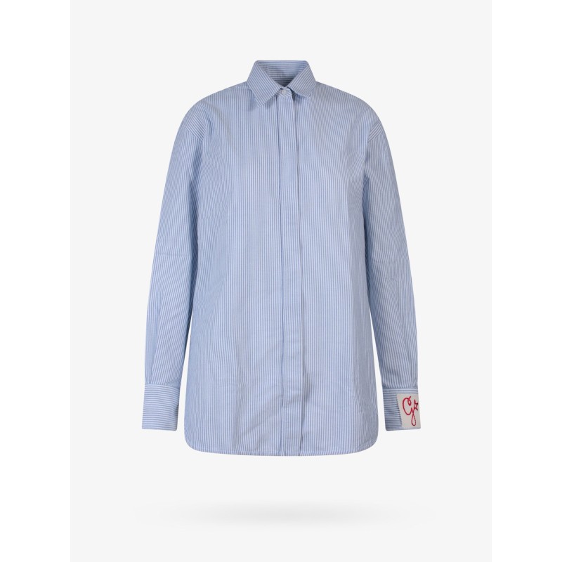 Cotton shirt with striped motif