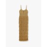 Long dress with embroidered courset and fringes