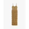 Long dress with embroidered courset and fringes