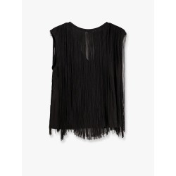 Cotton and viscose top with fringes