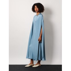 Managua silk long dress with silk cape and metal detail