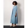 Managua silk long dress with silk cape and metal detail