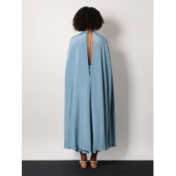 Managua silk long dress with silk cape and metal detail