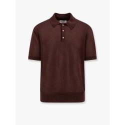 Knitted polo shirt with ribbed profiles