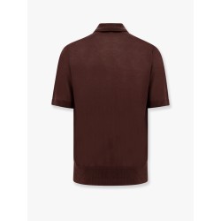 Knitted polo shirt with ribbed profiles