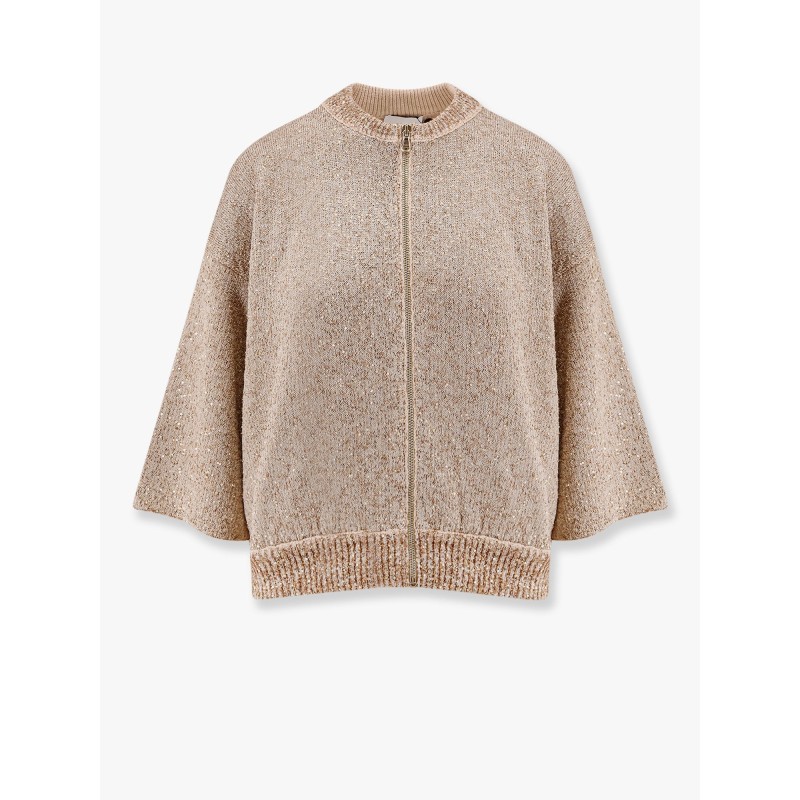 Cardigan with zip and all-over sequins
