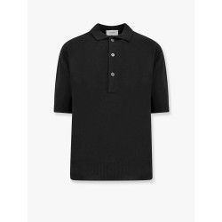 Viscose and cotton knit polo shirt