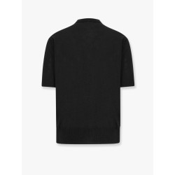 Viscose and cotton knit polo shirt