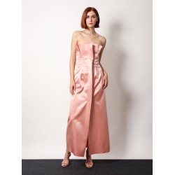 Satin long dress with bustier