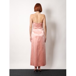 Satin long dress with bustier