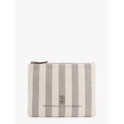 Canvas clutch with striped motif