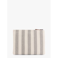 Canvas clutch with striped motif
