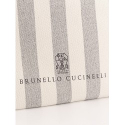 Canvas clutch with striped motif