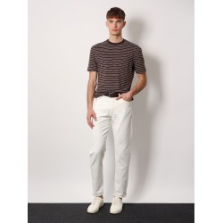Striped linen stretch jersey t-shirt