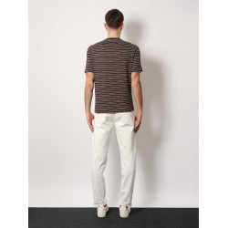 Striped linen stretch jersey t-shirt