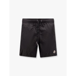 Nylon swim trunk with frontal logo patch