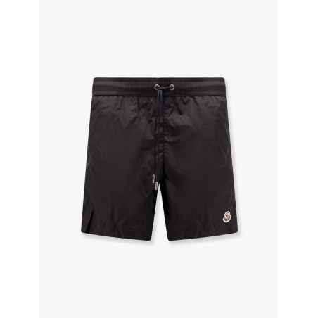 Nylon swim trunk with frontal logo patch