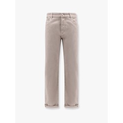 Stretch cotton trouser with back logo patch