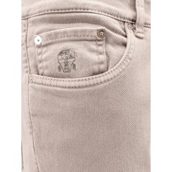 Stretch cotton trouser with back logo patch