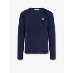 Virgin wool sweater with vlogo embroidery