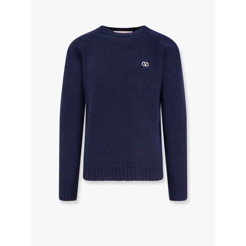Virgin wool sweater with vlogo embroidery