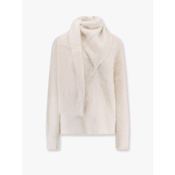 Draped-scarf alpaca blend sweater
