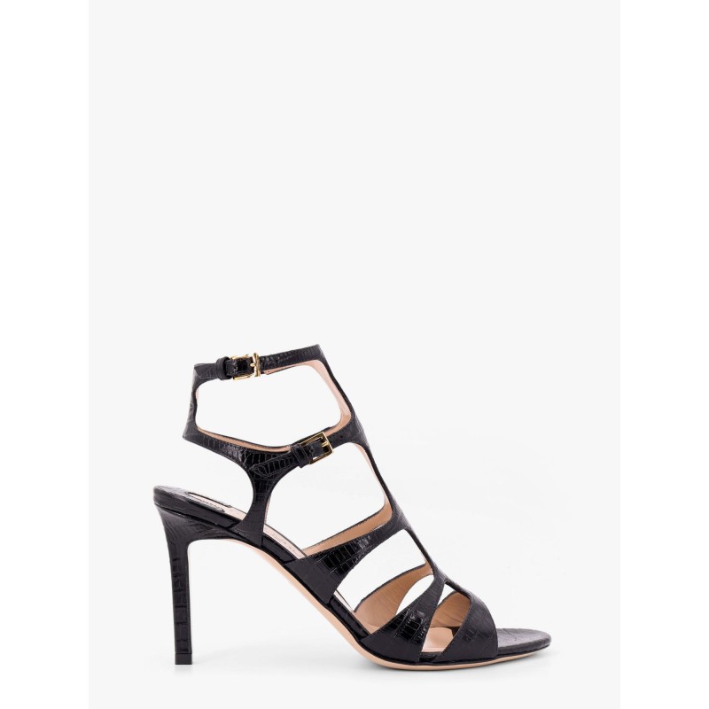 Leather sandals with croco effect