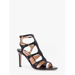 Leather sandals with croco effect