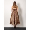 Linen and silk midi dress with animalier print