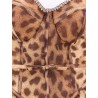 Linen and silk midi dress with animalier print