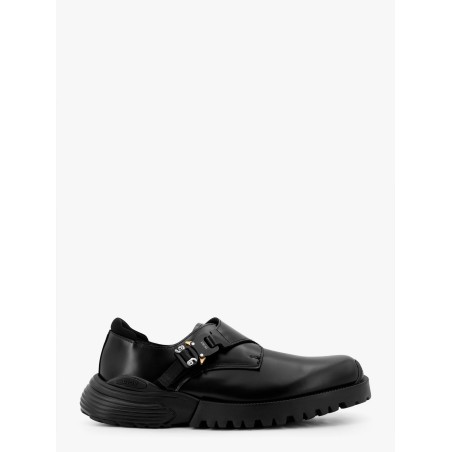 Derby leather moccasin with aluminum buckle with logo detail