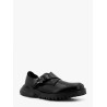 Derby leather moccasin with aluminum buckle with logo detail