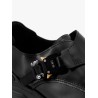 Derby leather moccasin with aluminum buckle with logo detail
