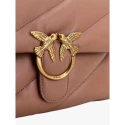 Matelassé leather shoulder bag with iconic love birds buckle