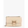 Leather shoulder bag with metal love birds buckle