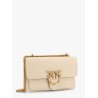 Leather shoulder bag with metal love birds buckle
