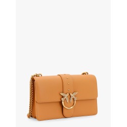 Leather shoulder bag with love birds buckle