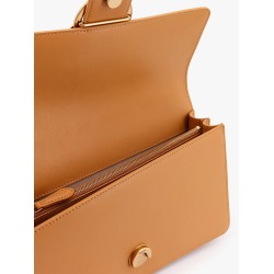 Leather shoulder bag with love birds buckle