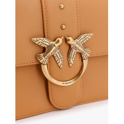 Leather shoulder bag with love birds buckle