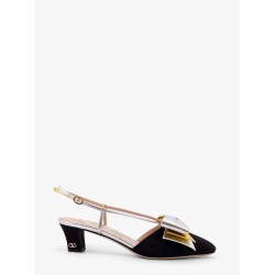 Bowow moiré fabric slingback
