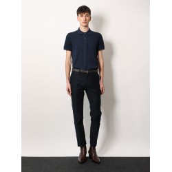 Cotton trosuer with leather logo patch