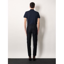 Cotton trosuer with leather logo patch
