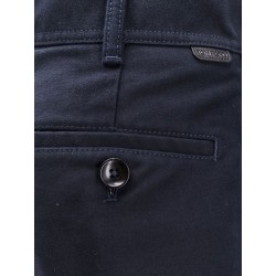 Cotton trosuer with leather logo patch