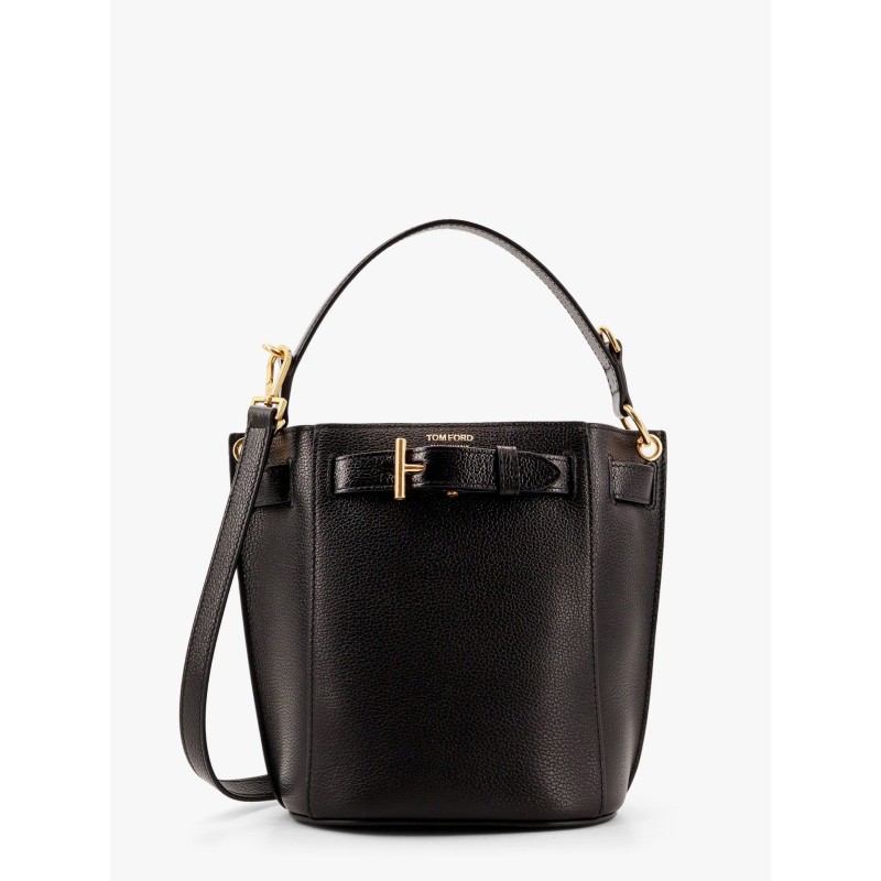 Crossbody leather bucket bag