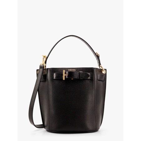 Crossbody leather bucket bag