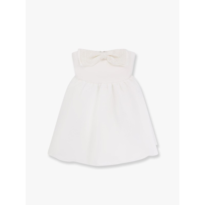 Taffeta décolleté dress with bow