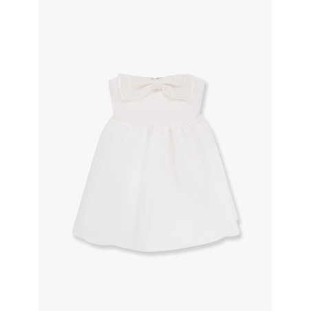 Taffeta décolleté dress with bow